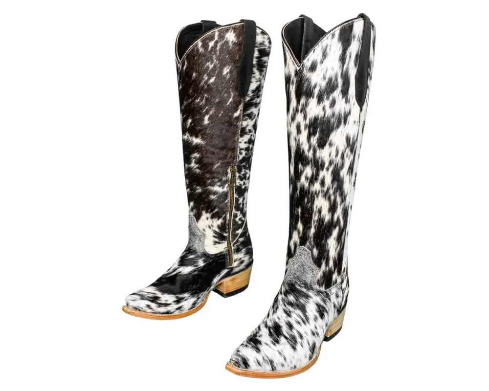 The Lorraine Knee - High Cowhide Boots – Hair - on Hide – Size 7.5 US - Stiefeld Boots