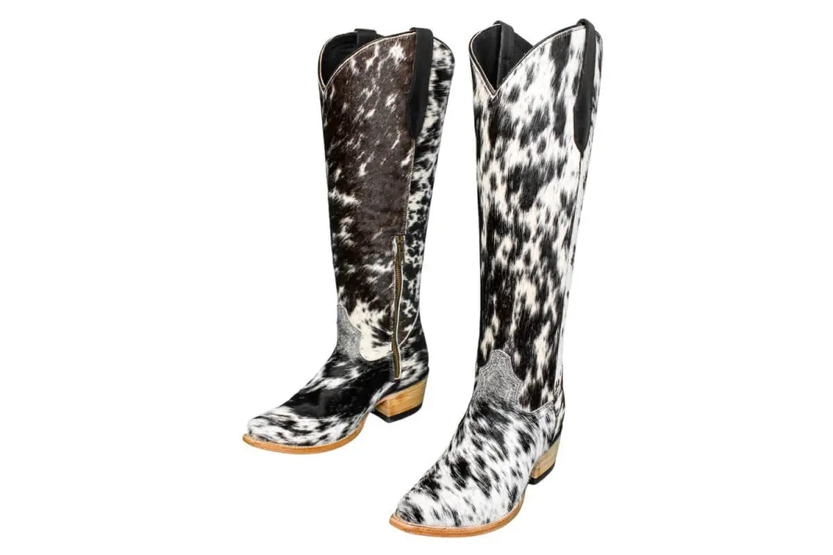 The Lorraine Knee - High Cowhide Boots – Hair - on Hide – Size 7.5 US - Stiefeld Boots
