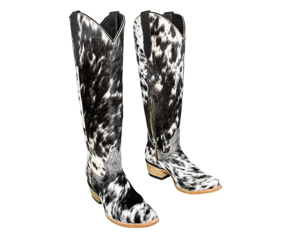 The Lorraine Knee - High Cowhide Boots – Hair - on Hide – Size 7.5 US - Stiefeld Boots