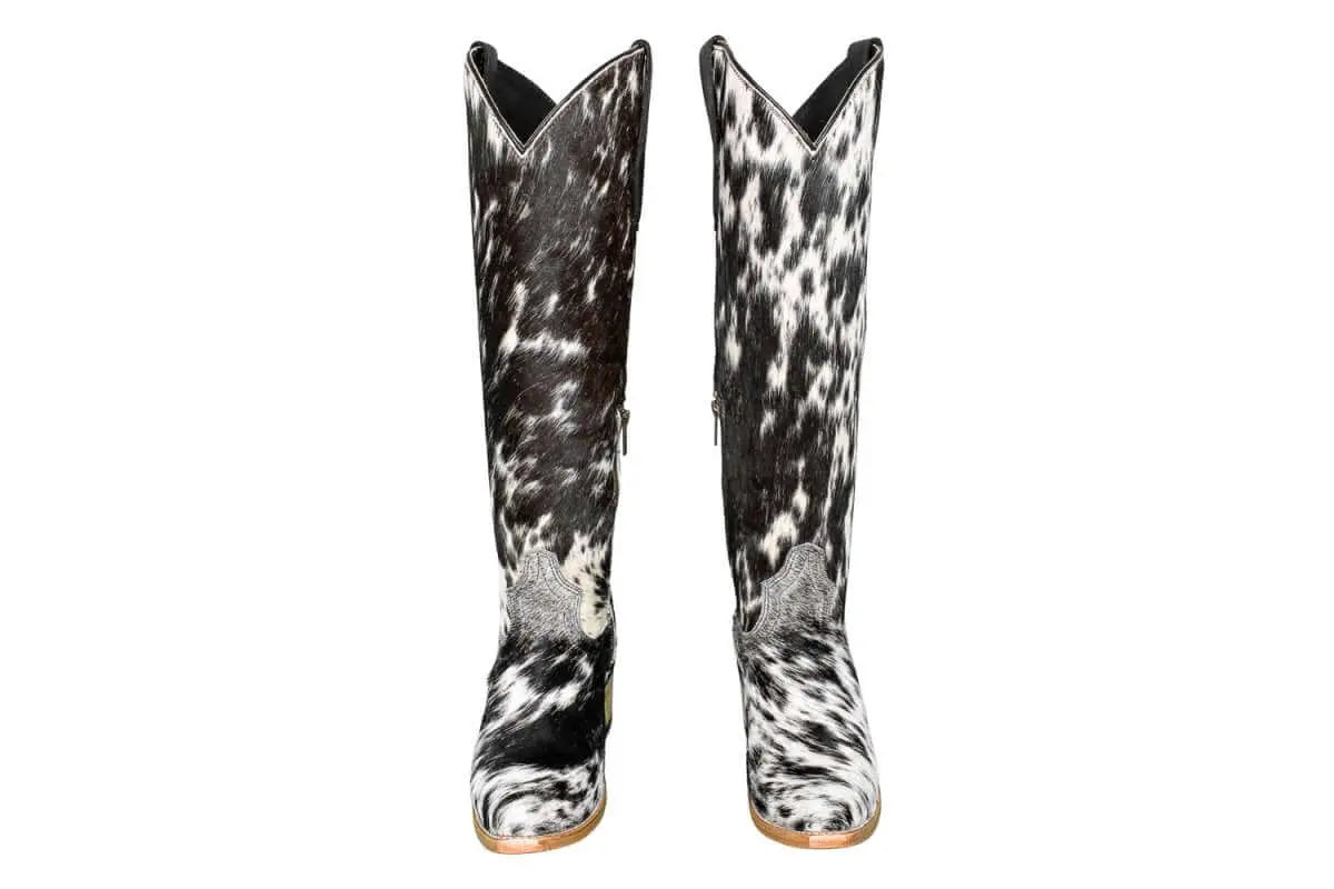 The Lorraine Knee - High Cowhide Boots – Hair - on Hide – Size 7.5 US - Stiefeld Boots