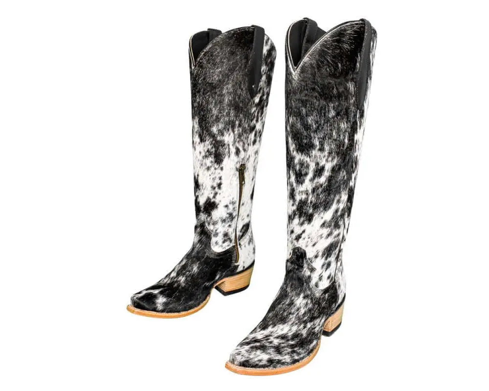 The Lorraine Knee - High Cowhide Boots – Hair - on Hide – Size 8.5 US - Stiefeld Boots