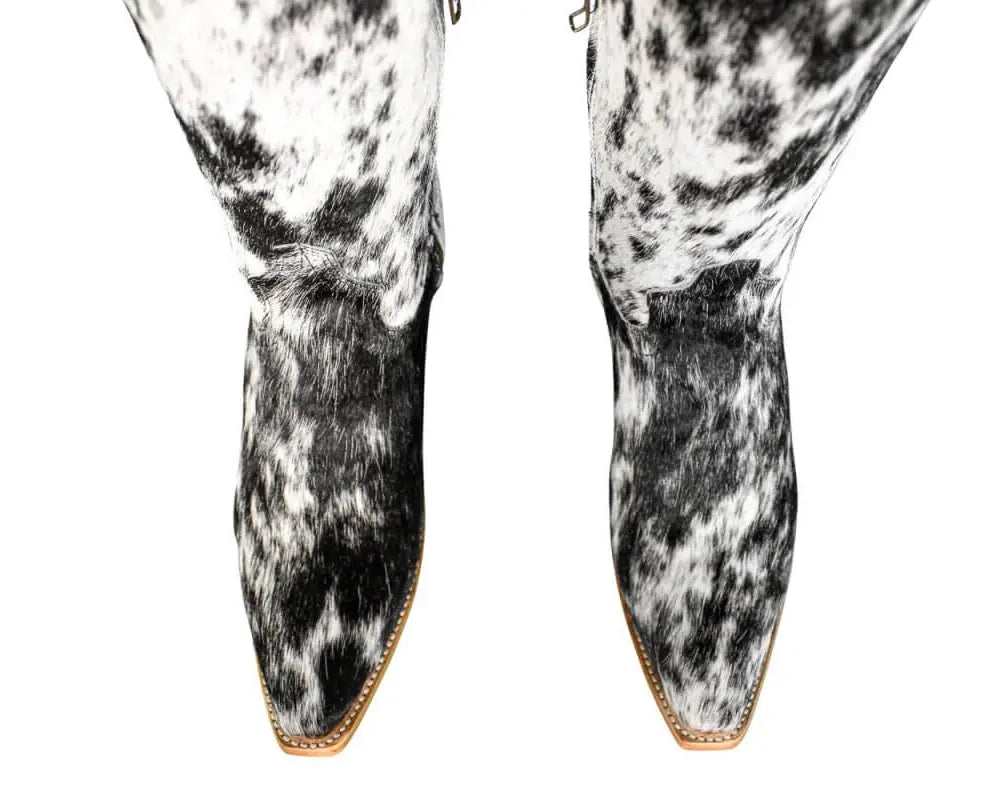 The Lorraine Knee - High Cowhide Boots – Hair - on Hide – Size 8.5 US - Stiefeld Boots