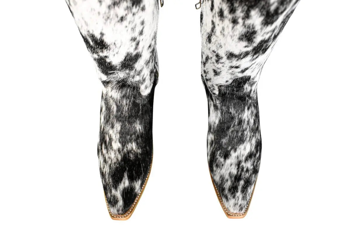 The Lorraine Knee - High Cowhide Boots – Hair - on Hide – Size 8.5 US - Stiefeld Boots