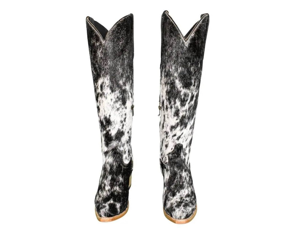 The Lorraine Knee - High Cowhide Boots – Hair - on Hide – Size 8.5 US - Stiefeld Boots