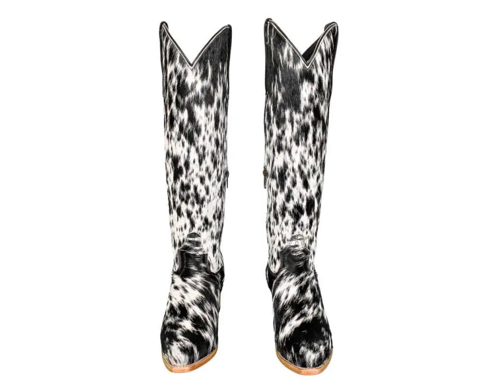 The Lorraine Knee - High Cowhide Boots – Hair - on Hide – Size 9 US - Stiefeld Boots