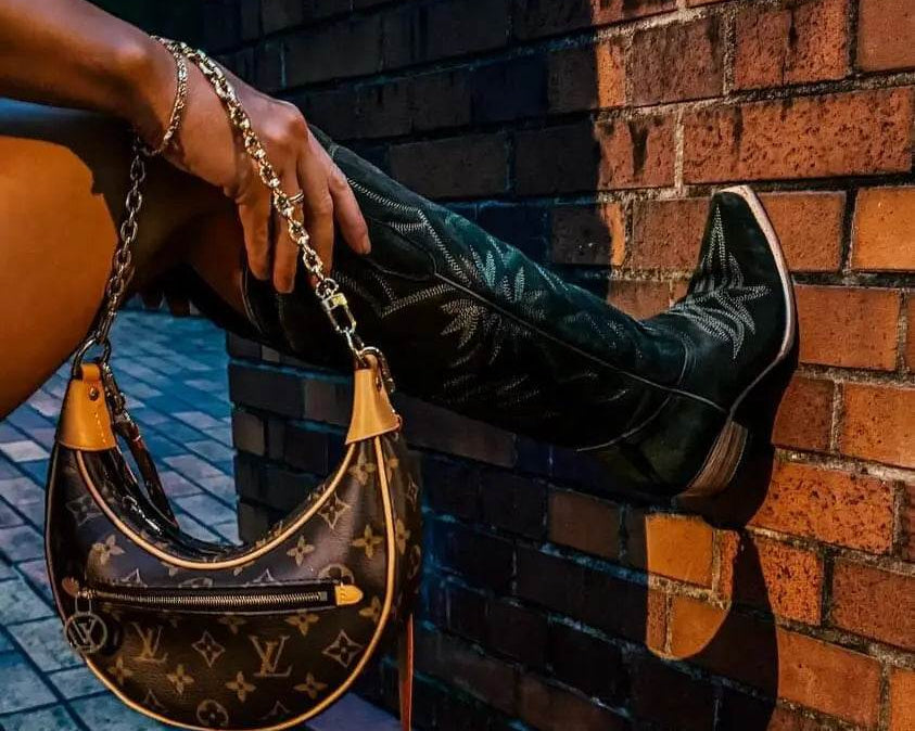 Lorraine Suede Tall Boots – Olive Green – Handmade Western Boots