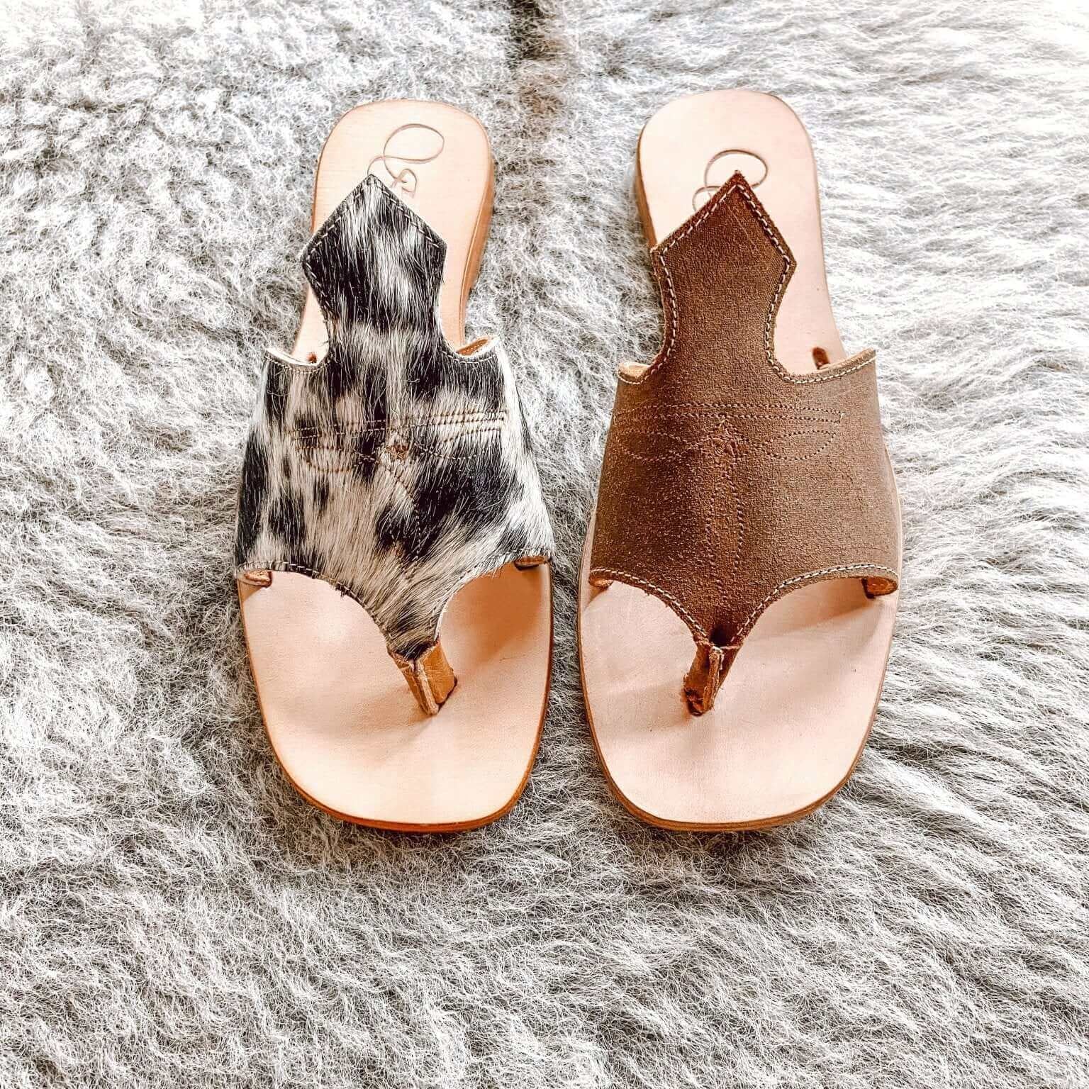 Western cowhide flip flops for women – Wholesale - Summer and Spring Shoes