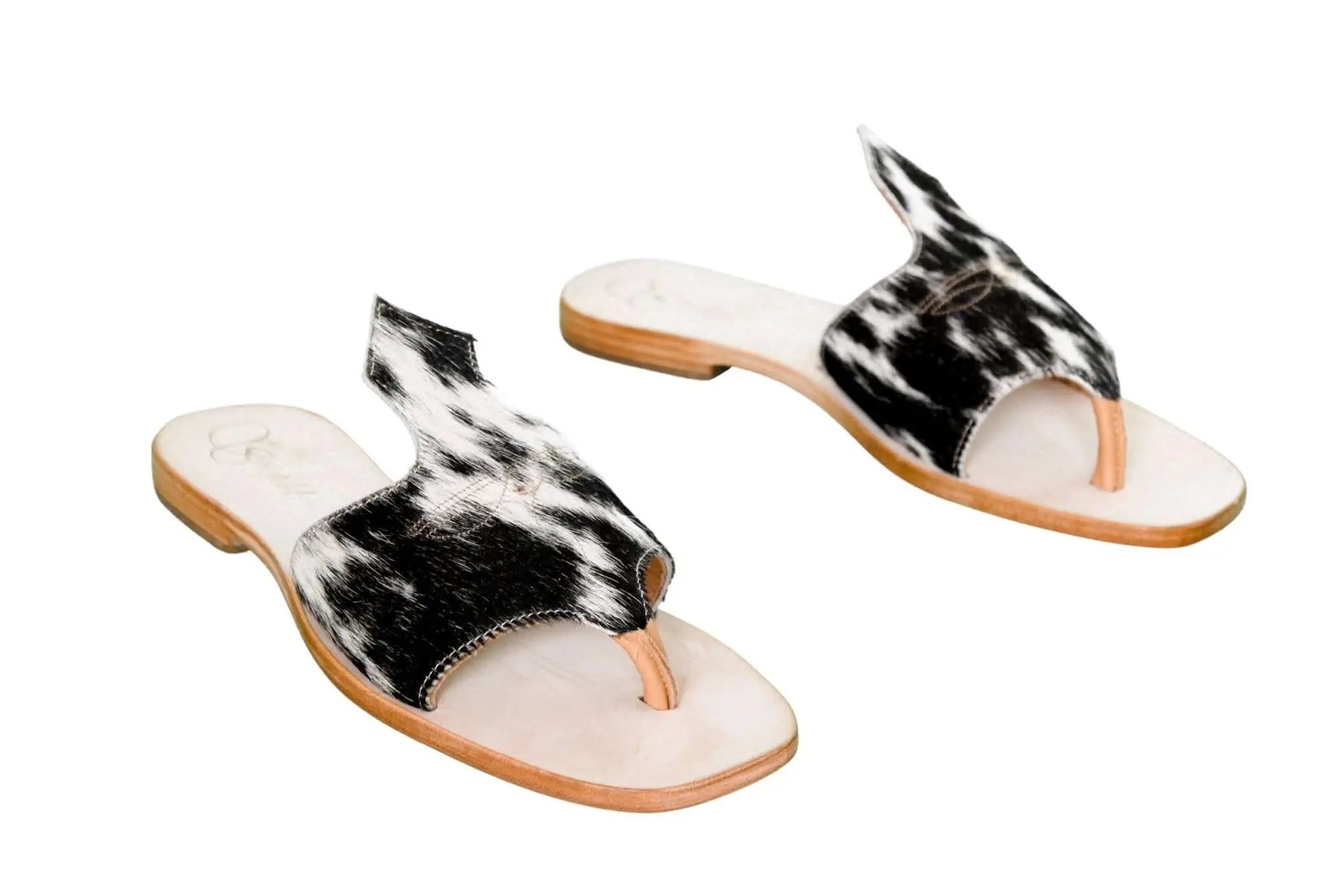 Handmade Western cowhide flip flops for women – size 10