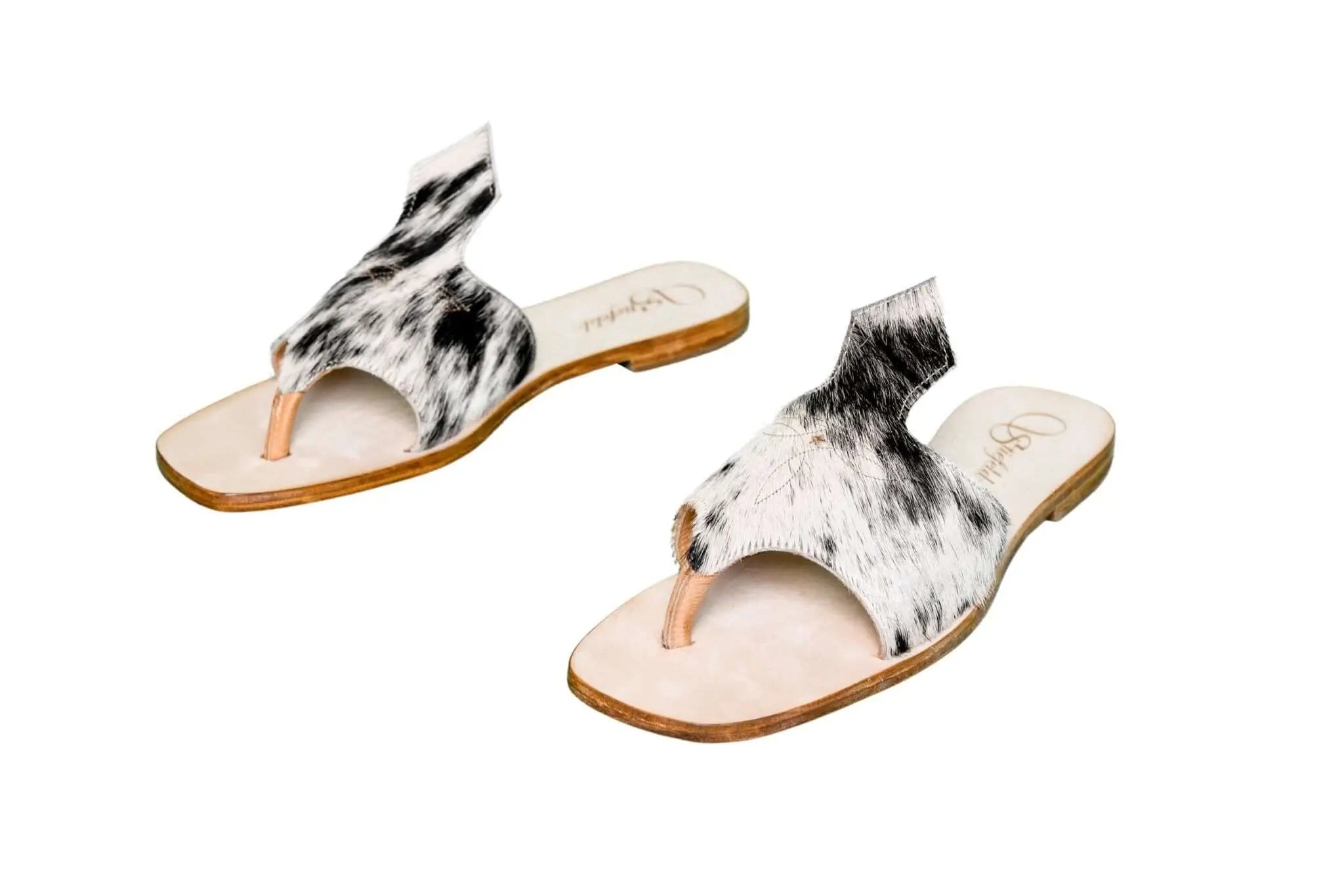 Handmade Western cowhide flip flops for women – size 11
