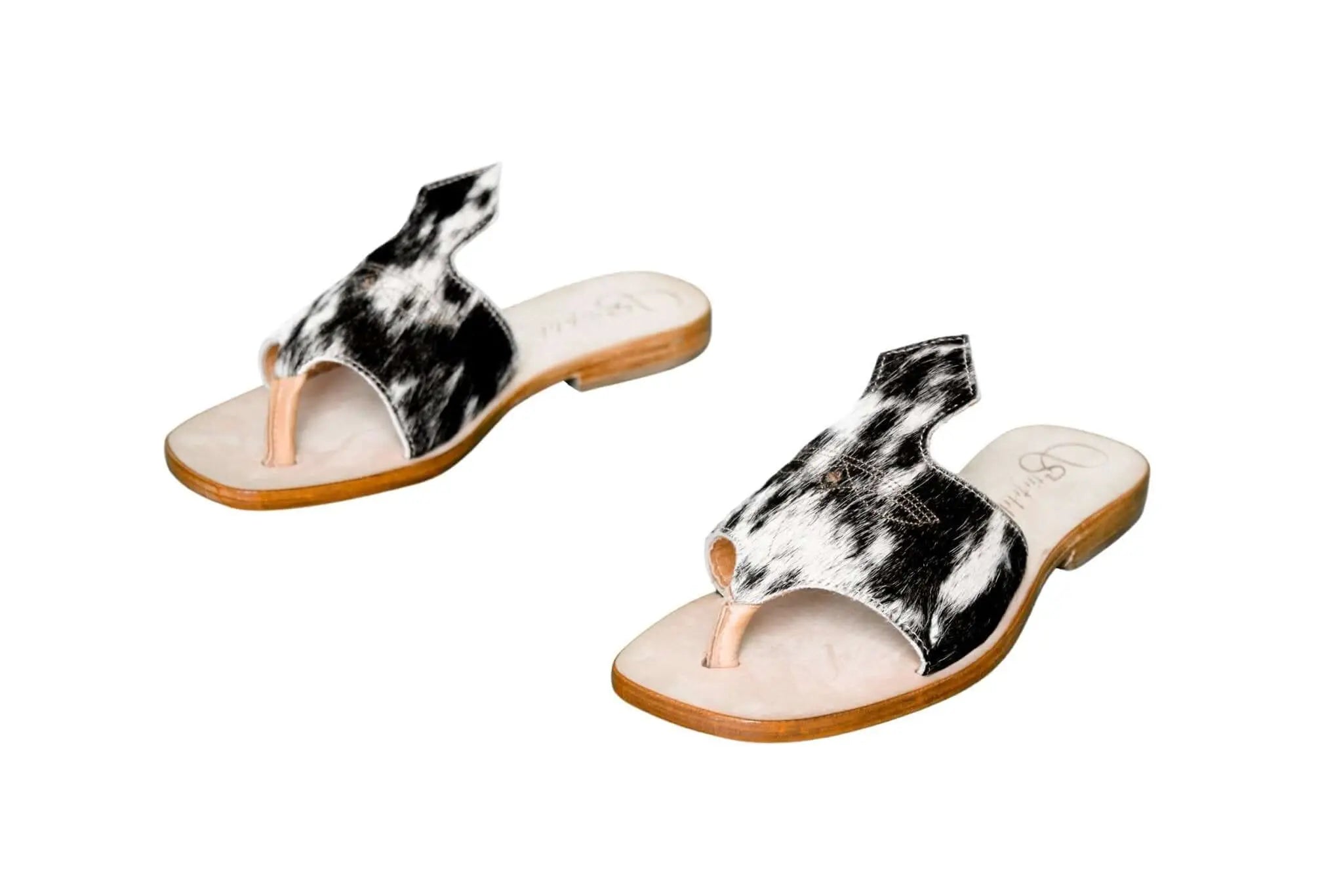 Handmade Western cowhide flip flops for women – size 6