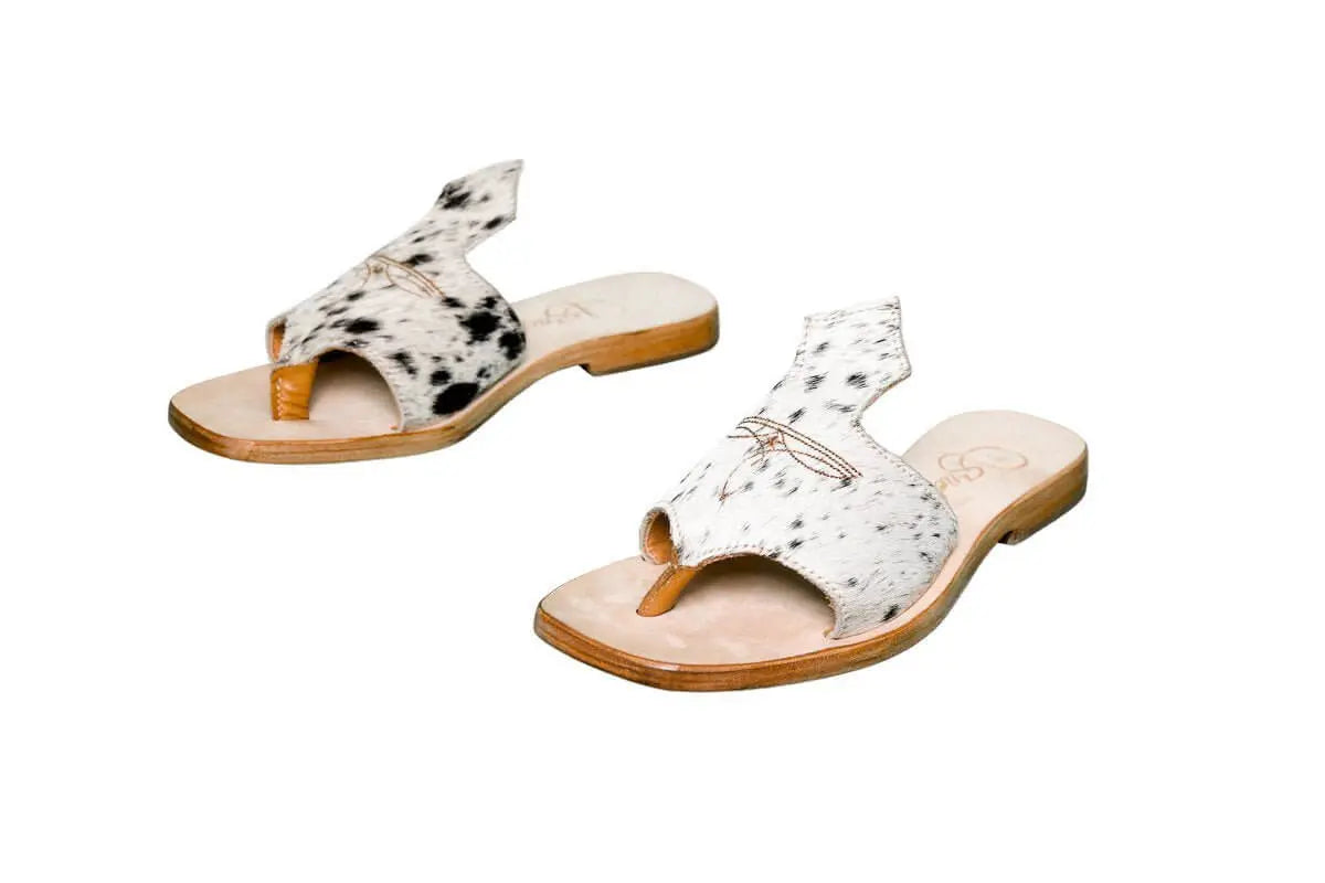 Handmade Western cowhide flip flops for women – size 7