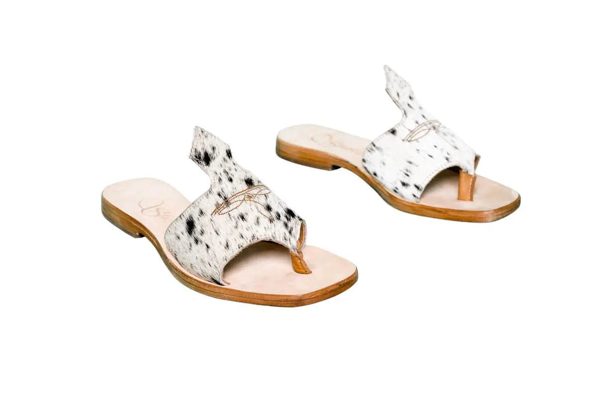 Handmade Western cowhide flip flops for women – size 7