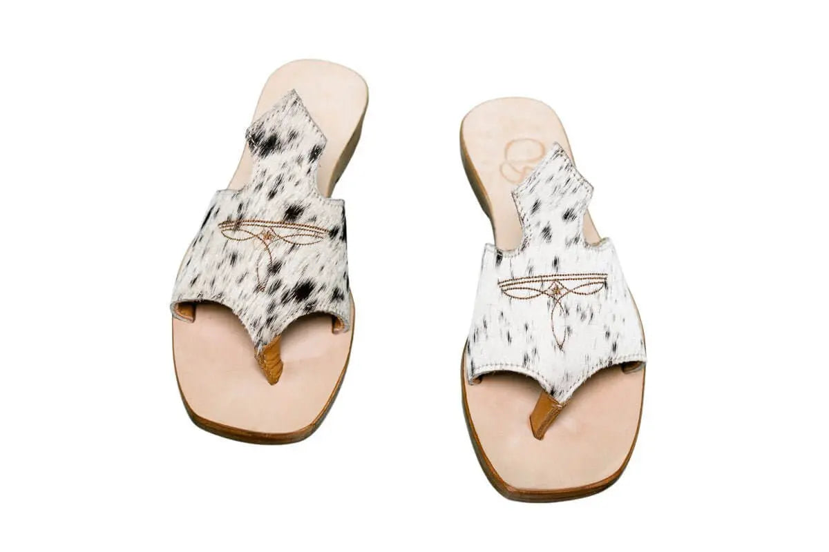 Handmade Western cowhide flip flops for women – size 7
