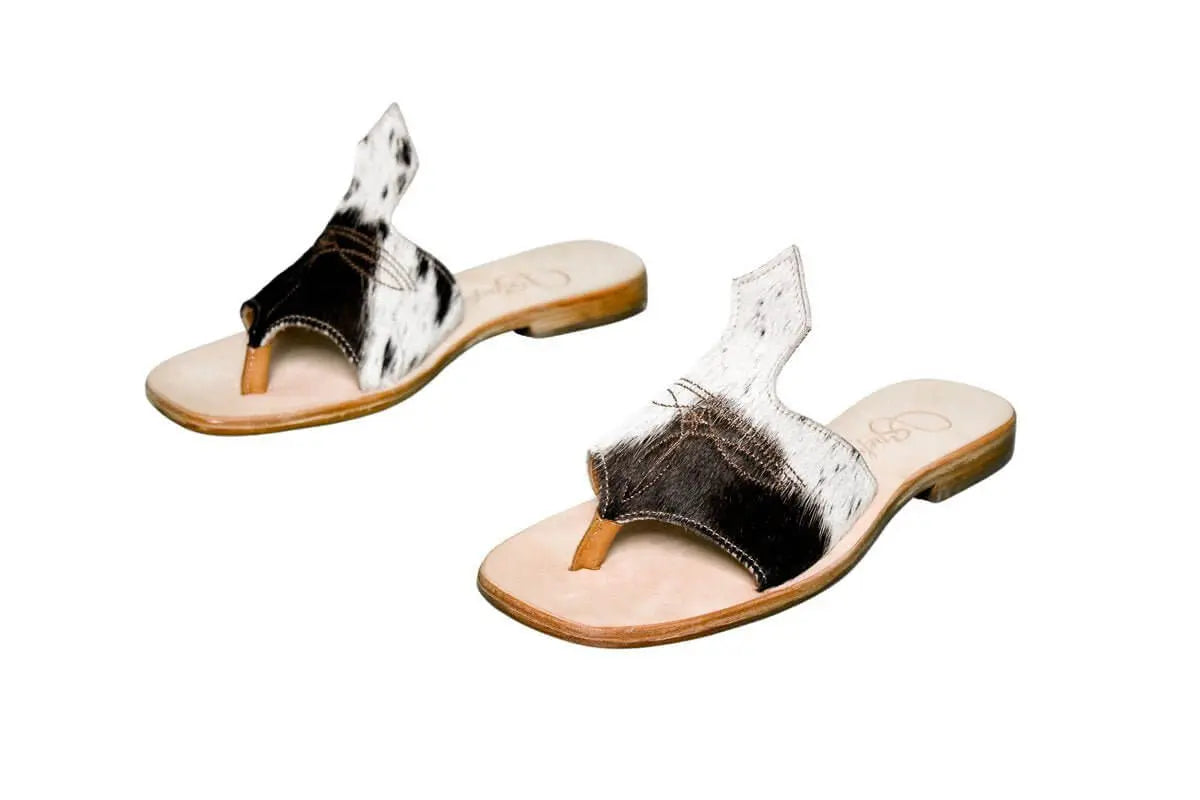 Handmade Western cowhide flip flops for women – size 7