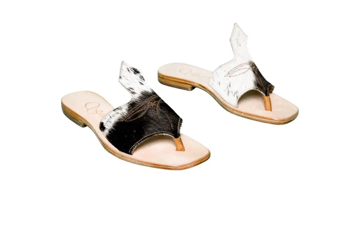 Handmade Western cowhide flip flops for women – size 7