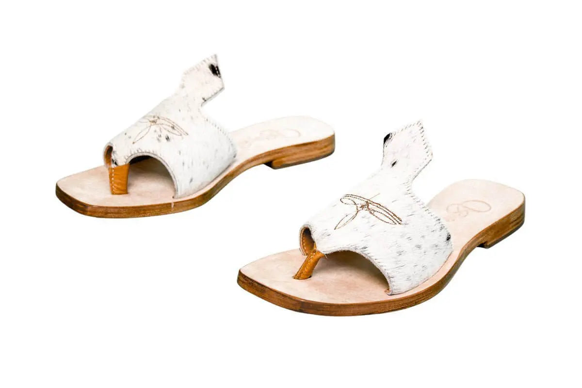Handmade Western cowhide flip flops for women – size 8