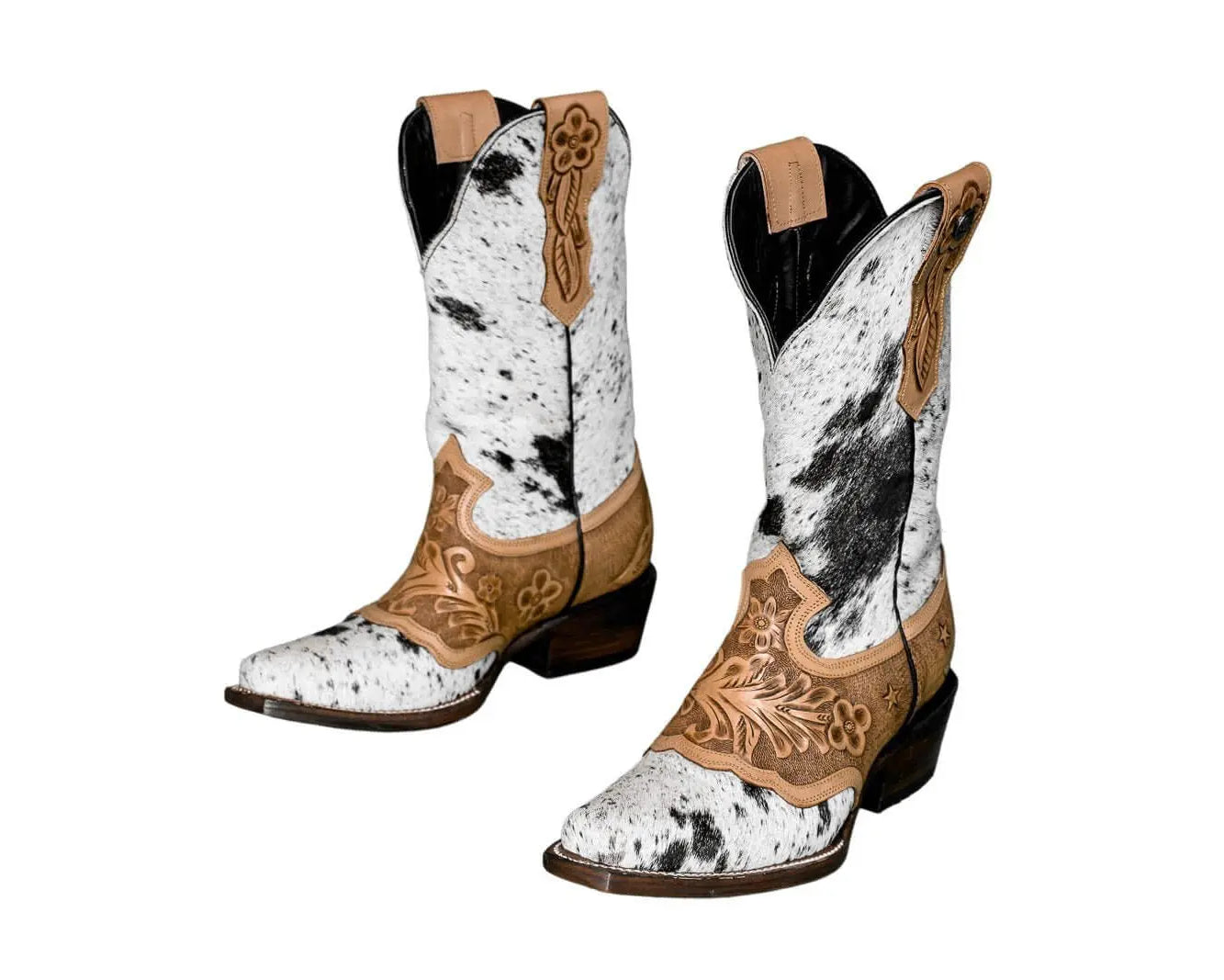 Magnolia Cowgirl Boots – Handtooled Hair-on Hide – Size 5.5