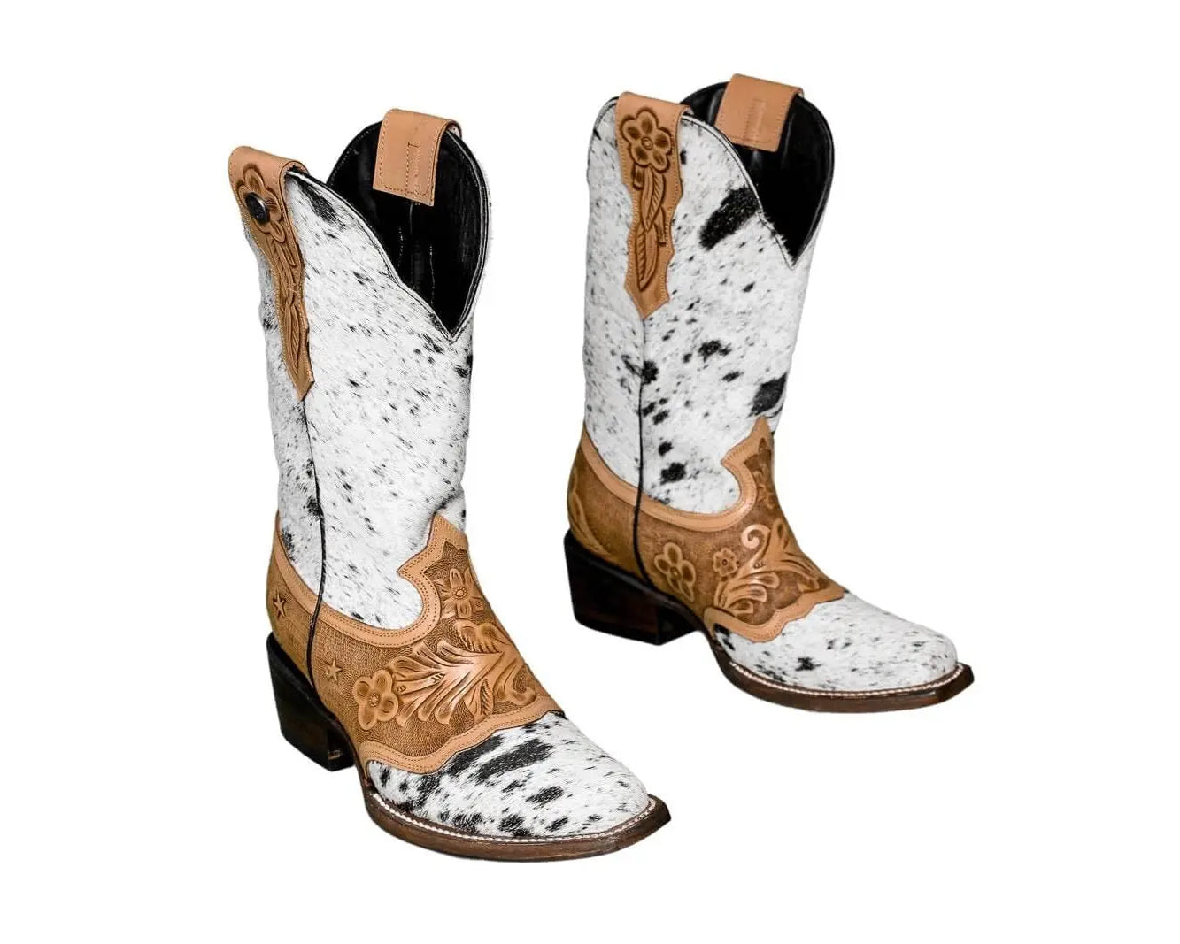 Magnolia Cowgirl Boots – Handtooled Hair-on Hide – Size 5.5