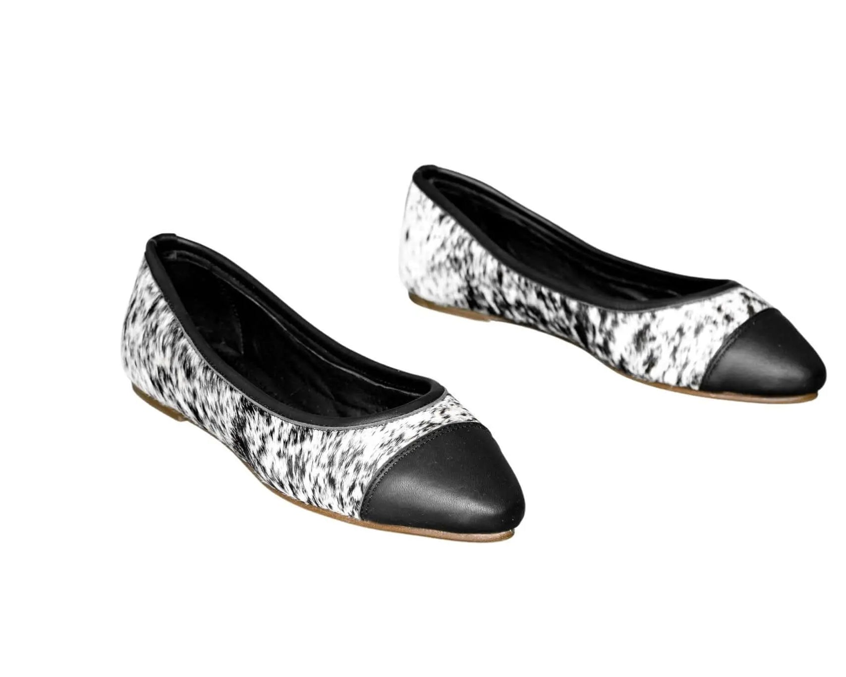 Mia Cowhide Ballerina Flats – Handmade Hair-on Hide Shoes - Size 9