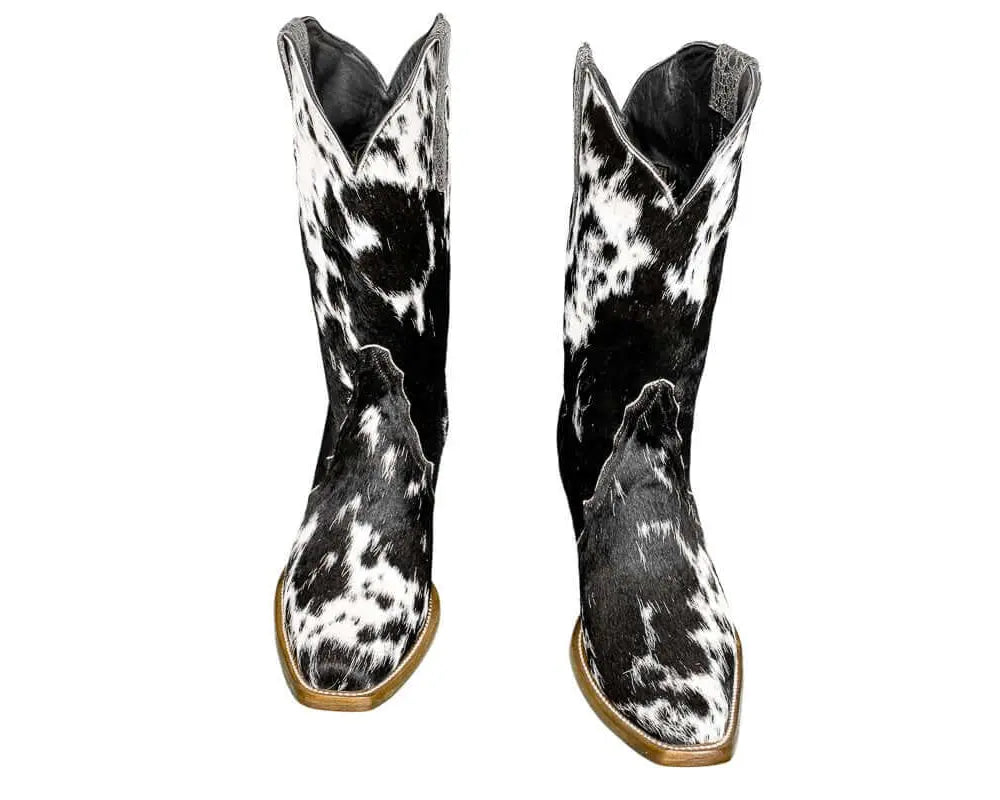 Carmen Tall Cowhide Boots – Hair-on Hide – Size 10.5 – Handmade Western Boots for Women
