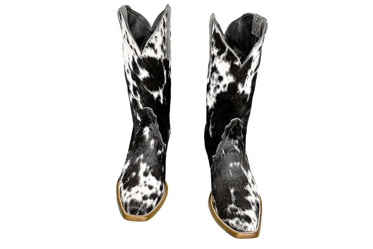 Carmen Tall Cowhide Boots – Hair-on Hide – Size 10.5 – Handmade Western Boots for Women