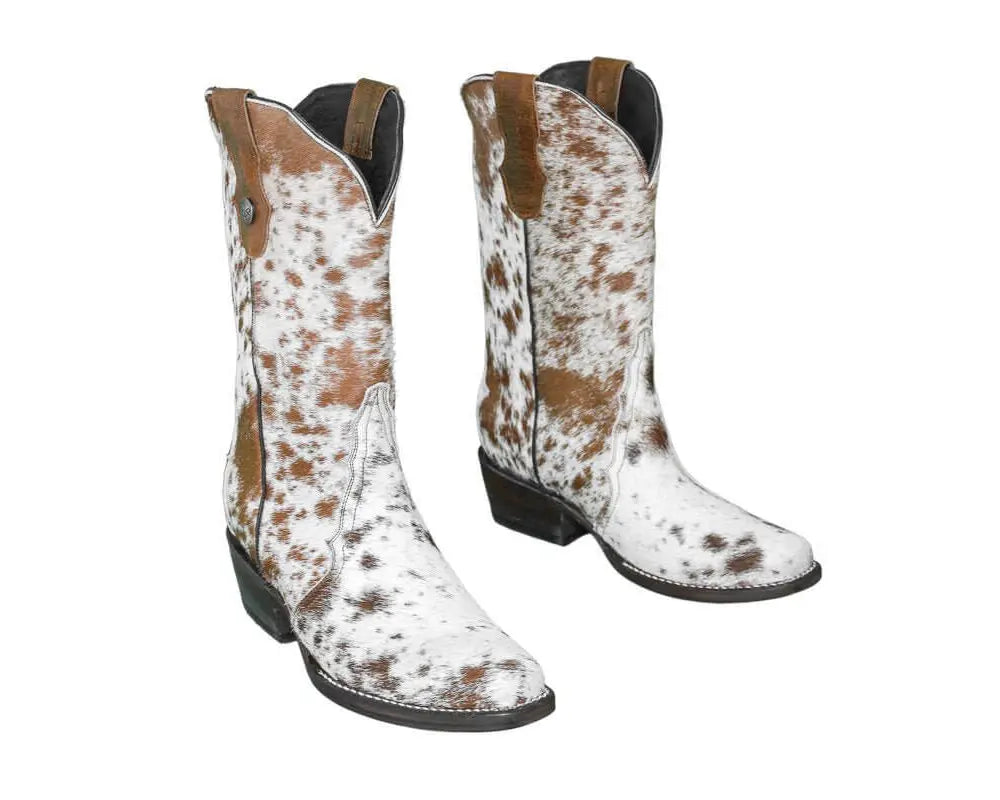 Carmen Tall Cowhide Boots – Hair-on Hide – Size 6.5 – Handmade Western Boots for Women