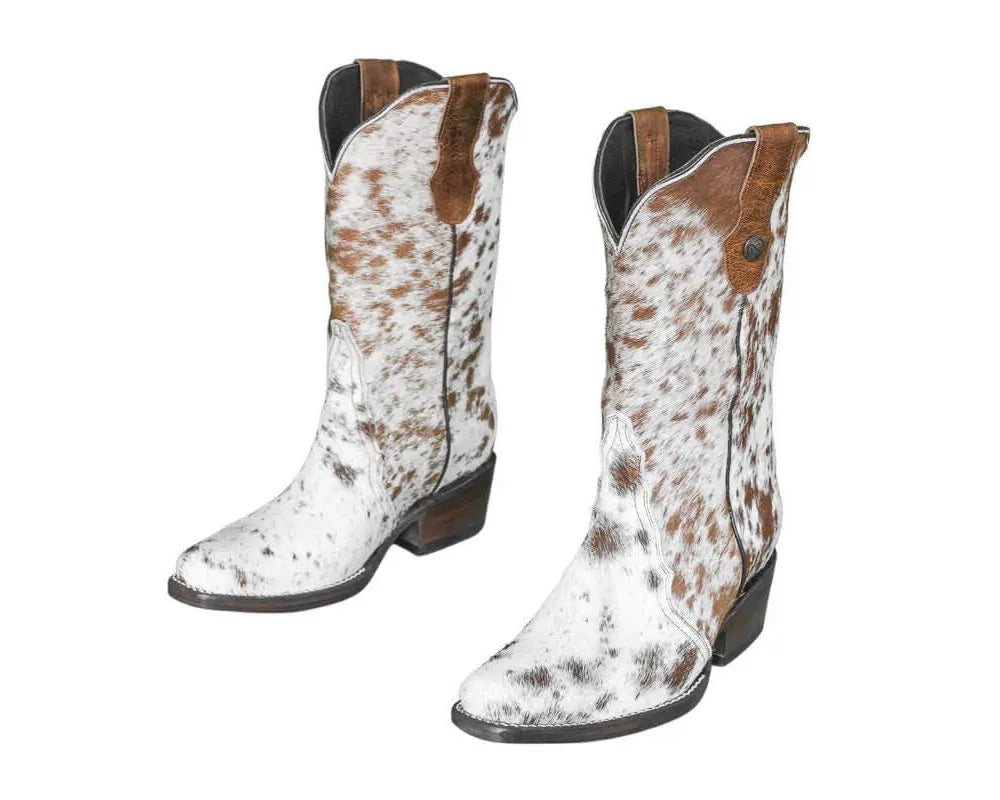 Carmen Tall Cowhide Boots – Hair-on Hide – Size 6.5 – Handmade Western Boots for Women
