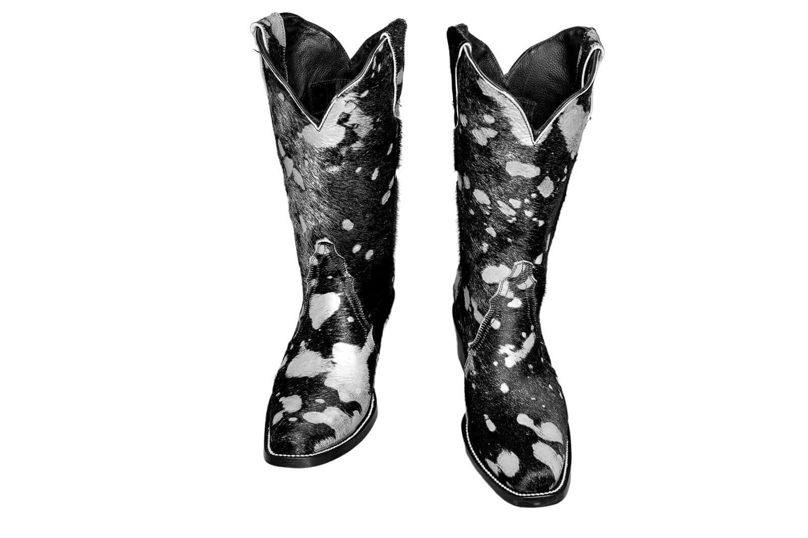 Carmen Tall Cowhide Boots – Hair-on Hide – Size 7 – Handmade Western Boots for Women