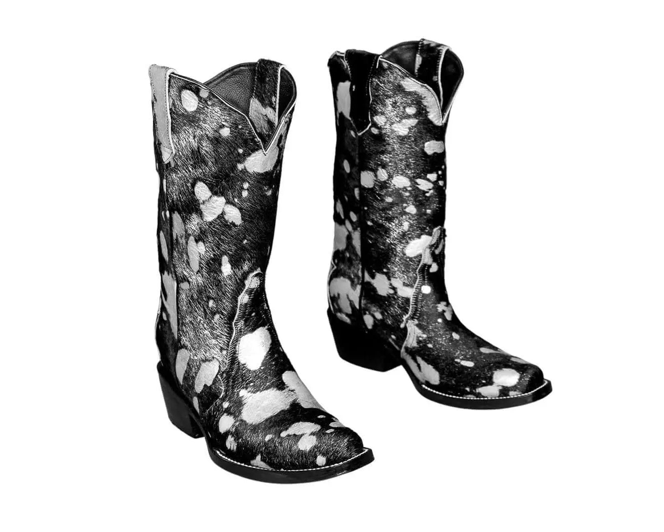 Carmen Tall Cowhide Boots – Hair-on Hide – Size 7 – Handmade Western Boots for Women