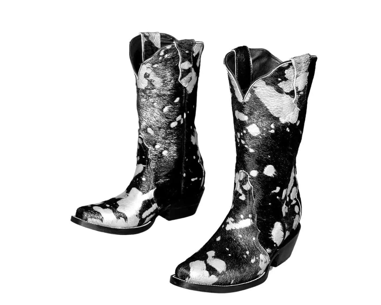 Carmen Tall Cowhide Boots – Hair-on Hide – Size 7 – Handmade Western Boots for Women