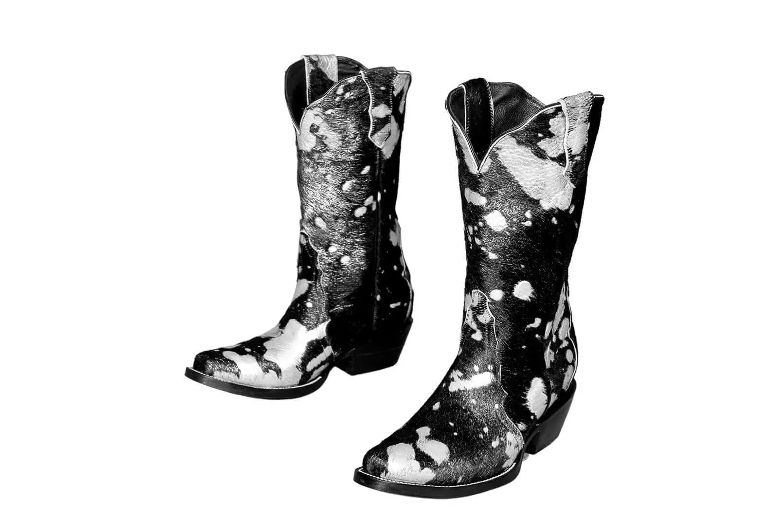Carmen Tall Cowhide Boots – Hair-on Hide – Size 7 – Handmade Western Boots for Women