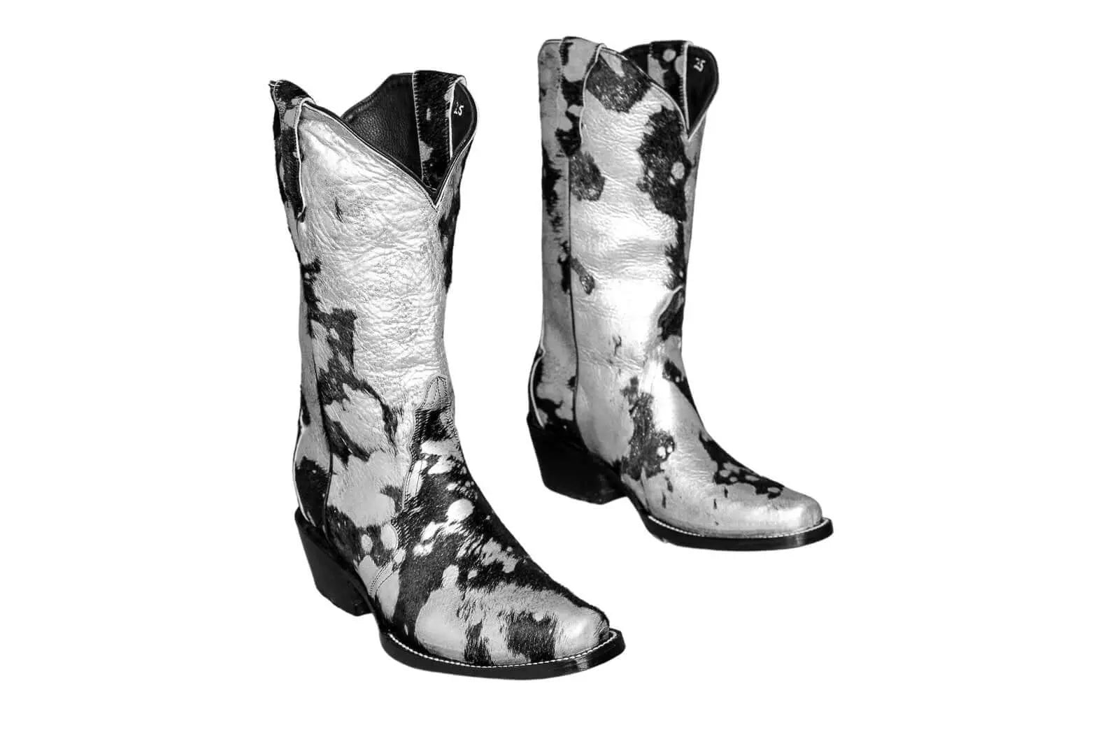 Carmen Tall Cowhide Boots – Hair-on Hide – Size 8 – Handmade Western Boots for Women