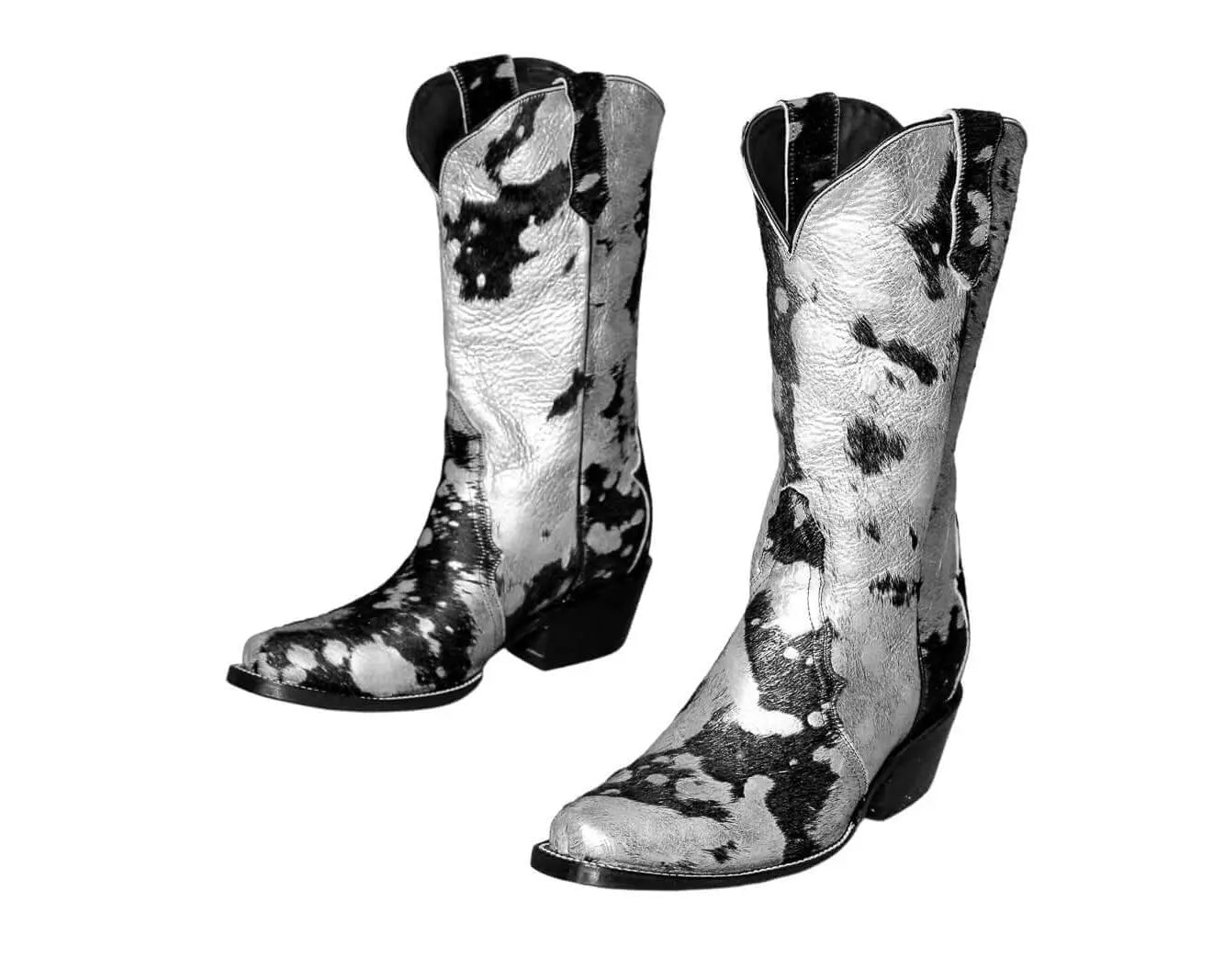 Carmen Tall Cowhide Boots – Hair-on Hide – Size 8 – Handmade Western Boots for Women