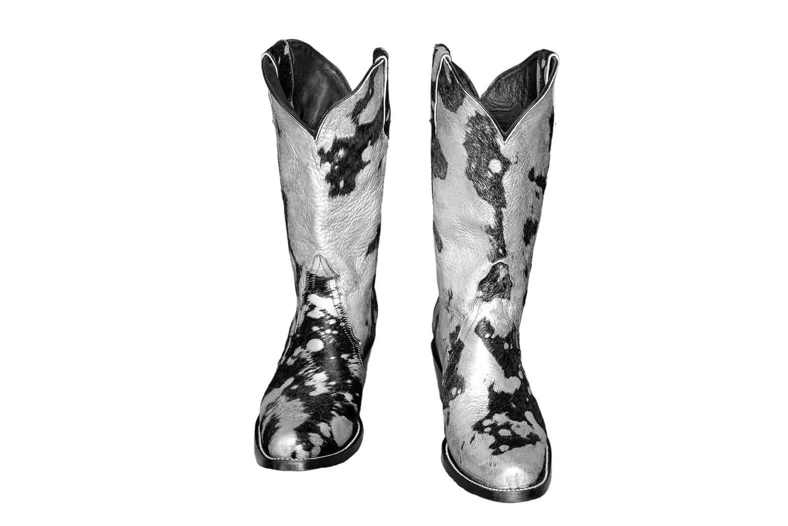 Carmen Tall Cowhide Boots – Hair-on Hide – Size 8 – Handmade Western Boots for Women