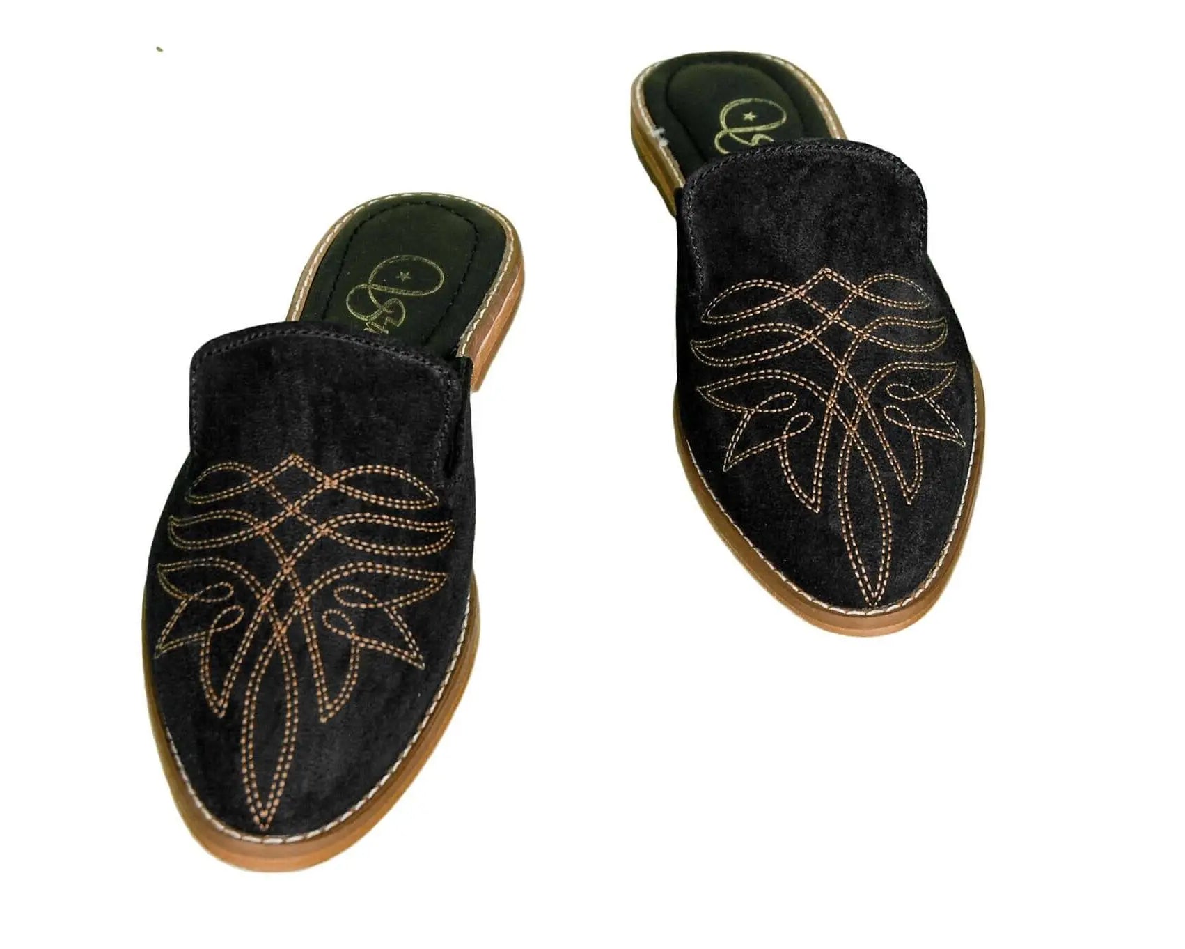 The Georgette Black Cowhide Mules - Women's Western Wear