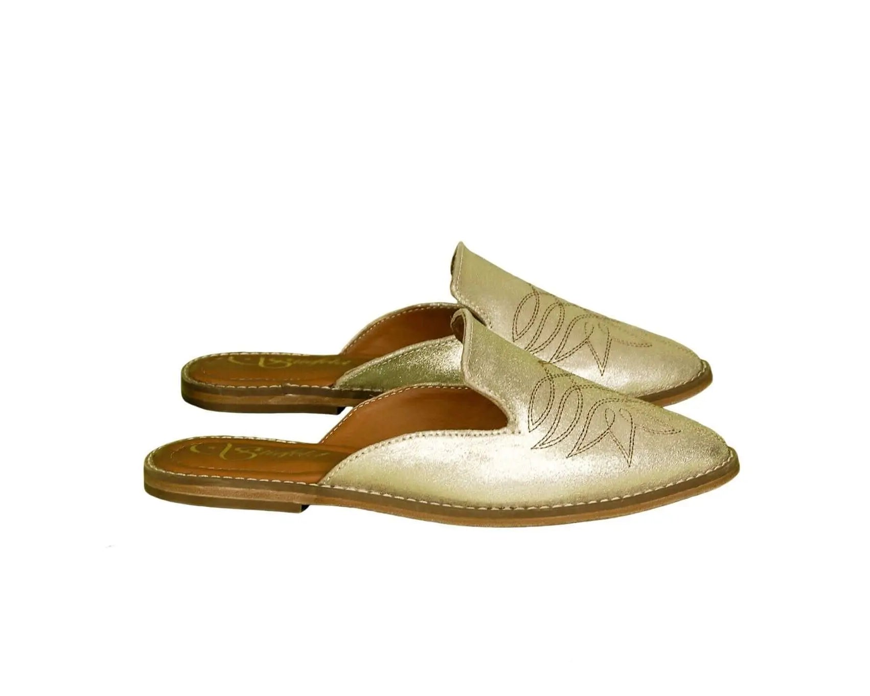 The Georgette Gold Cowhide Mules - Women's Western Wear