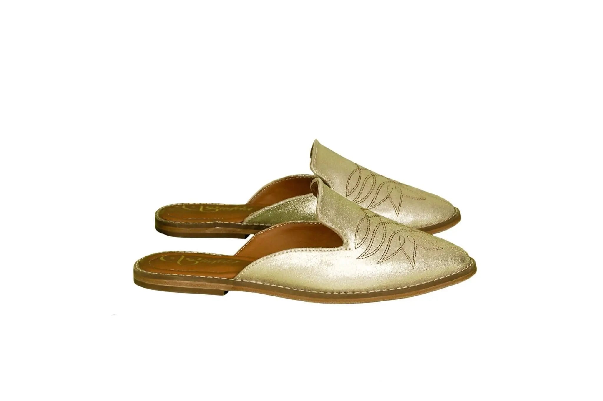 The Georgette Gold Cowhide Mules - Women's Western Wear