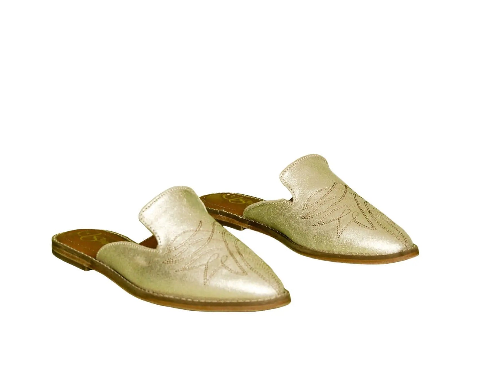 The Georgette Gold Cowhide Mules - Women's Western Wear
