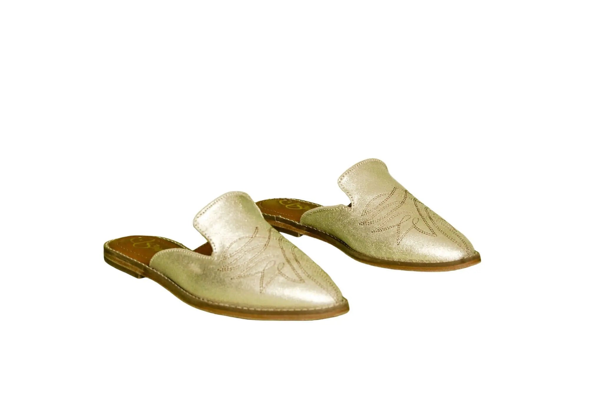 The Georgette Gold Cowhide Mules - Women's Western Wear