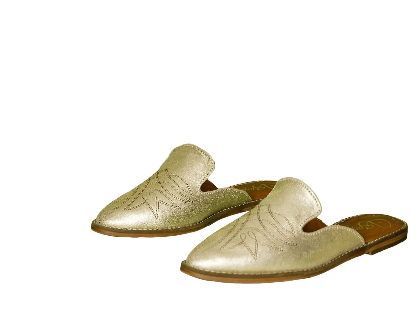 The Georgette Gold Cowhide Mules - Women's Western Wear