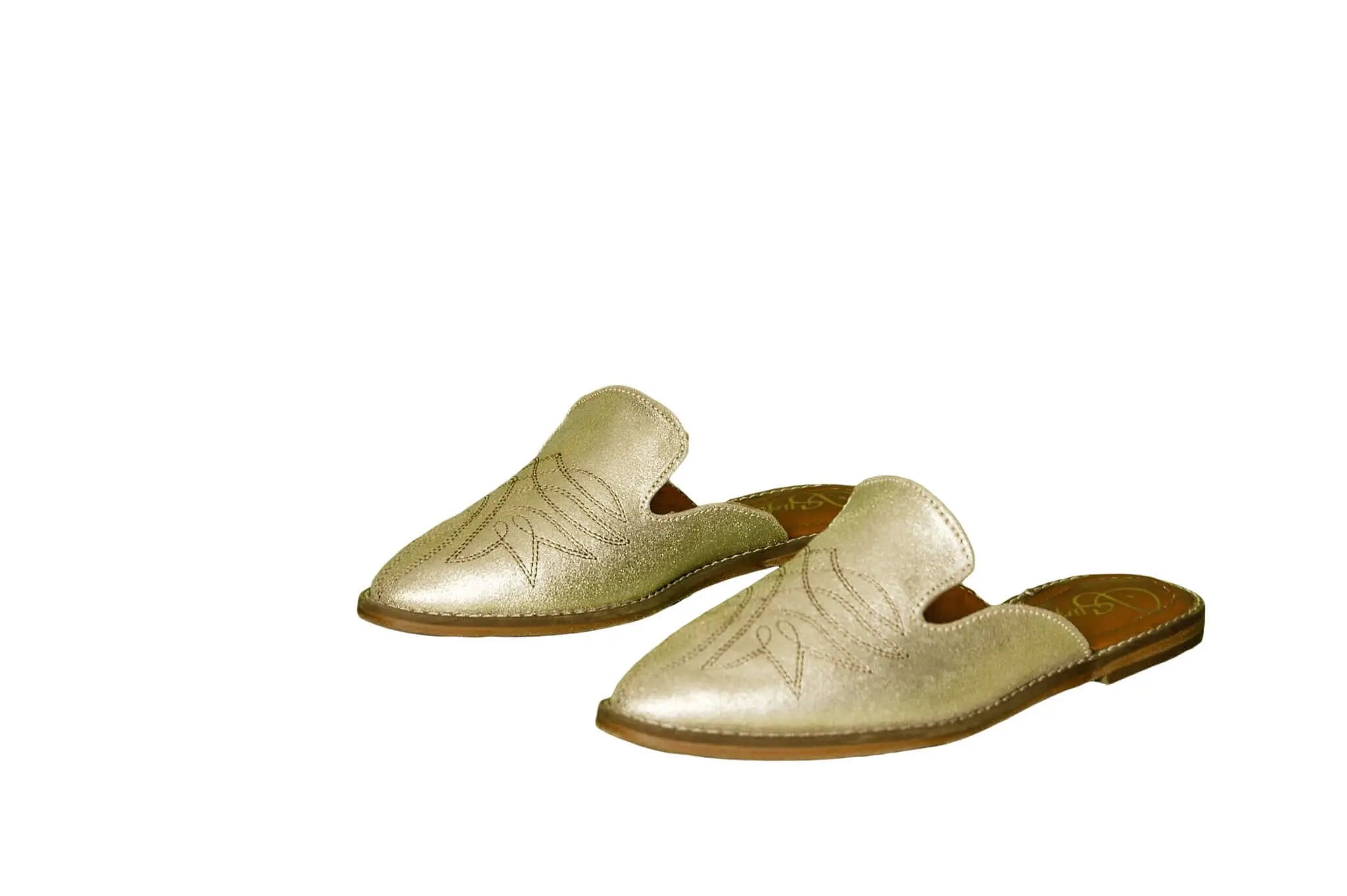 The Georgette Gold Cowhide Mules - Women's Western Wear