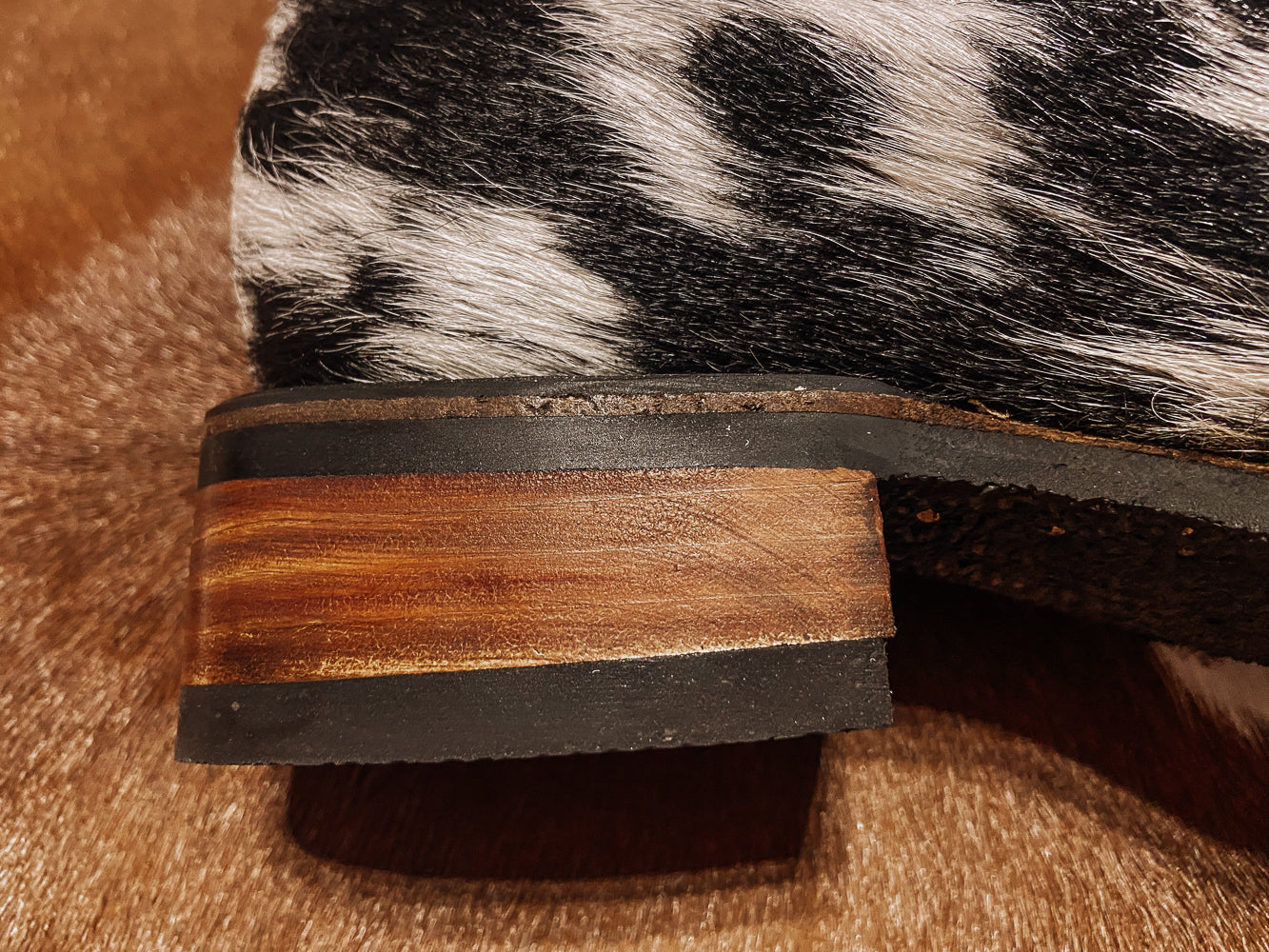 Custom black rubber City Sole cowhide boots