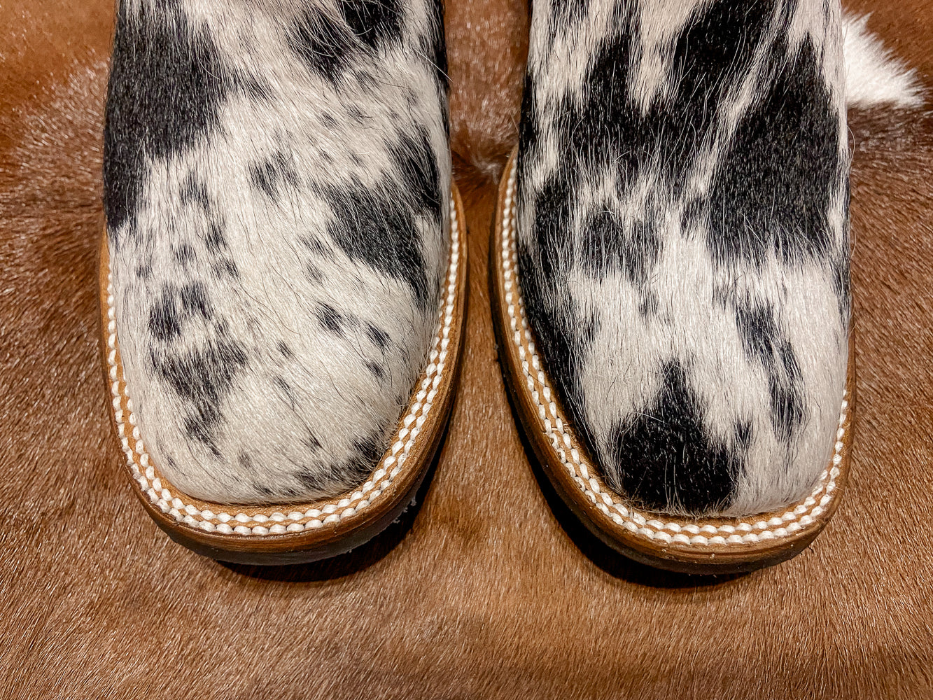 square toe cowhide ankle boots