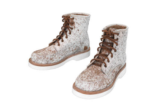 The Moc Toe Boots - Presale - Hair-on hide - Brown & White