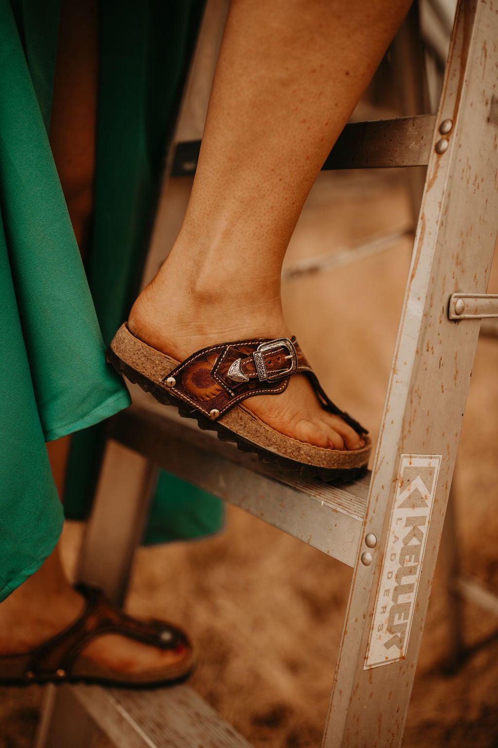 Ella Handtooled leather sandals western