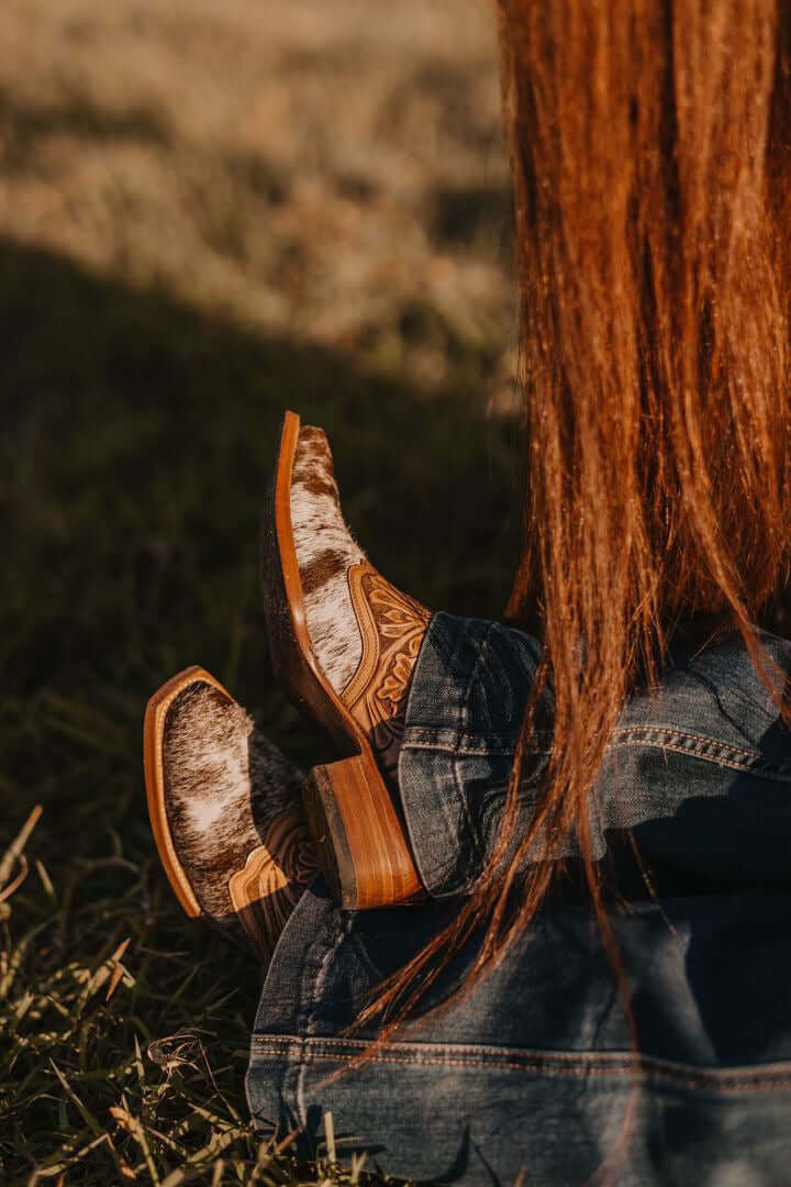 Magnolia Cowhide Handtooled Boots for Women 