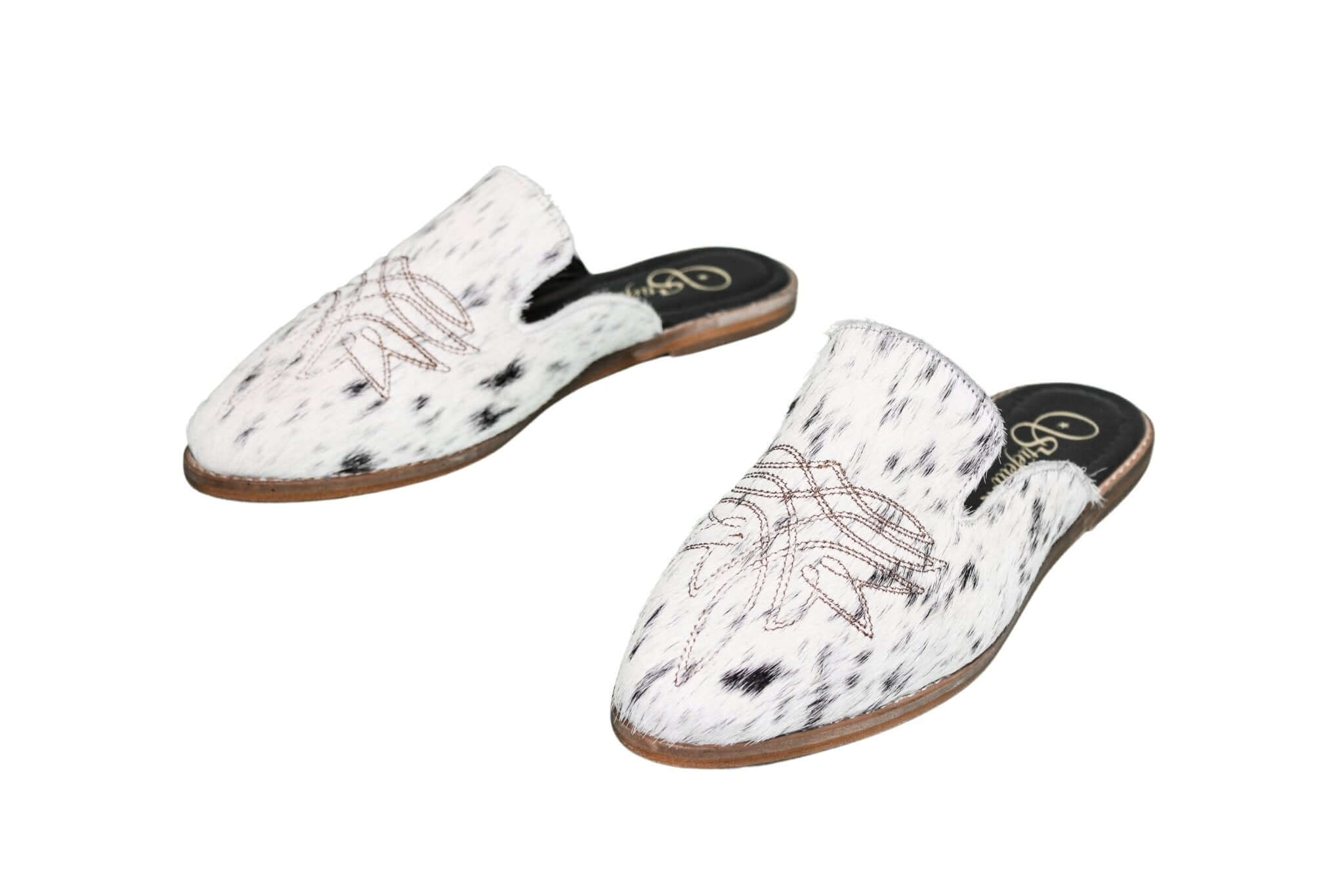 Abby Cowhide Mules – Hair-on Hide – Size 10 – Side View