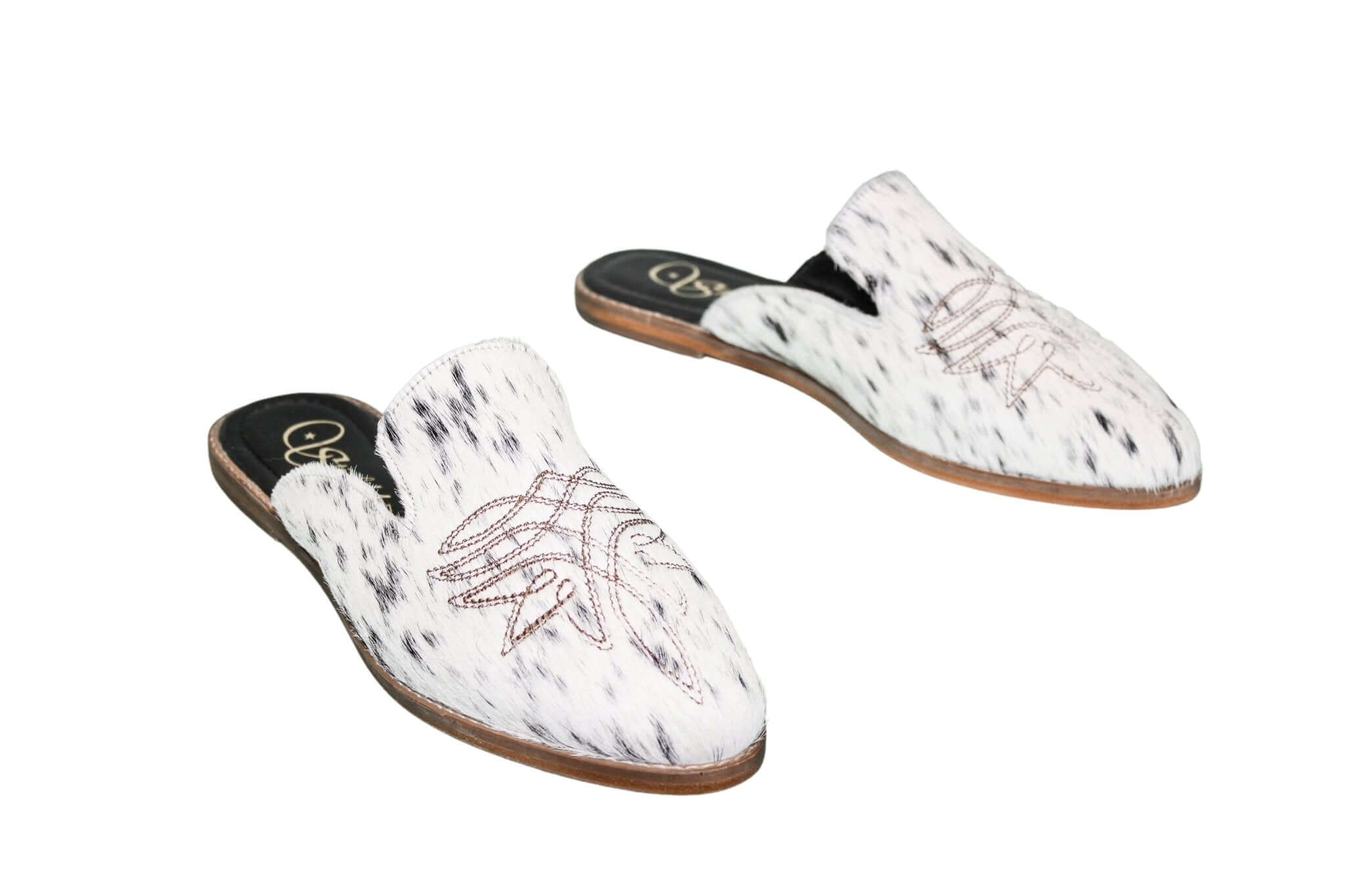 Abby Cowhide Mules – Hair-on Hide – Size 10 – Side View