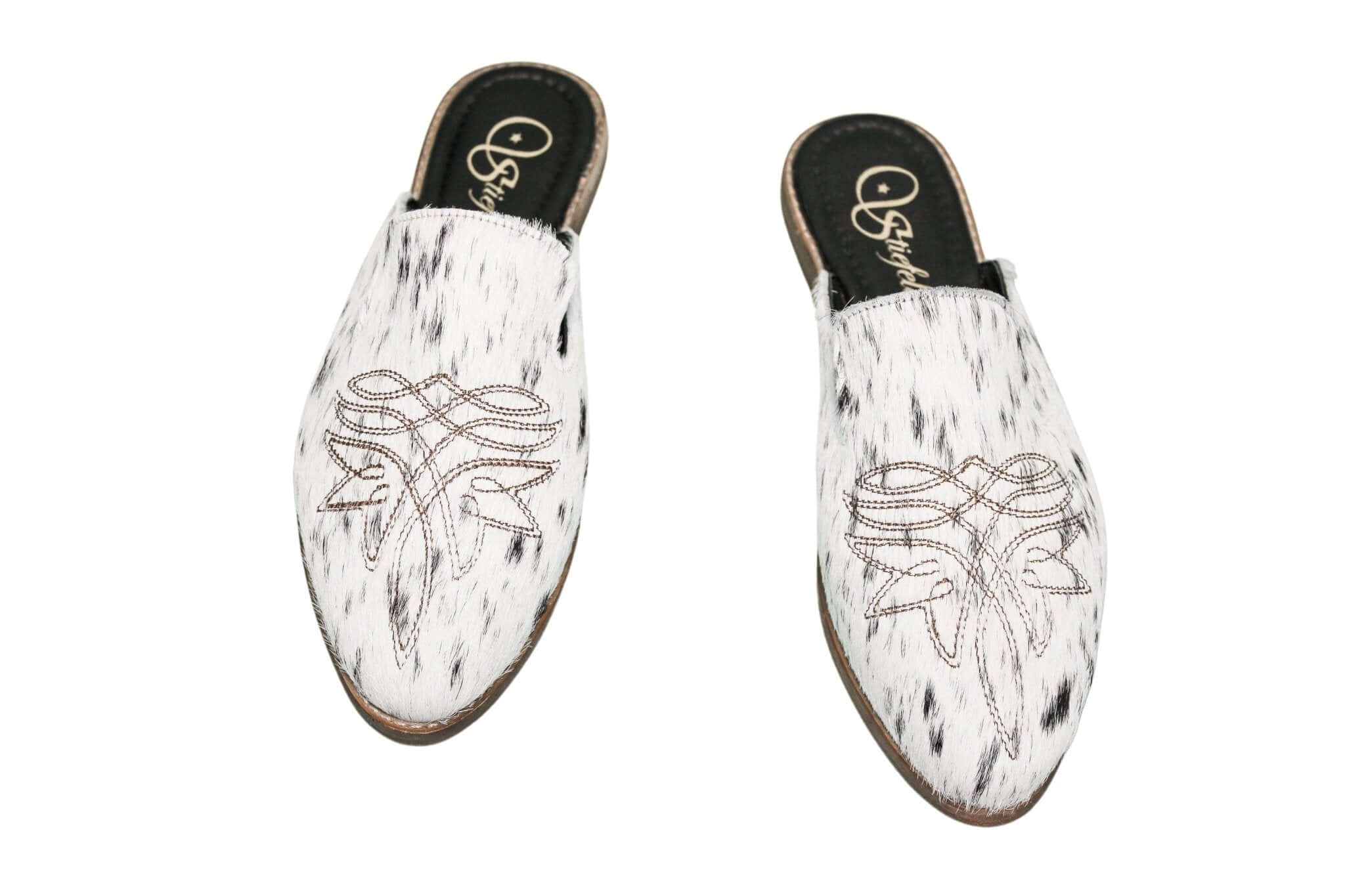Abby Cowhide Mules – Hair-on Hide – Size 10 – Side View