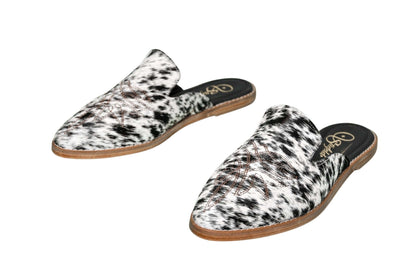 Abby Cowhide Mules – Hair-on Hide – Size 11 – Side View